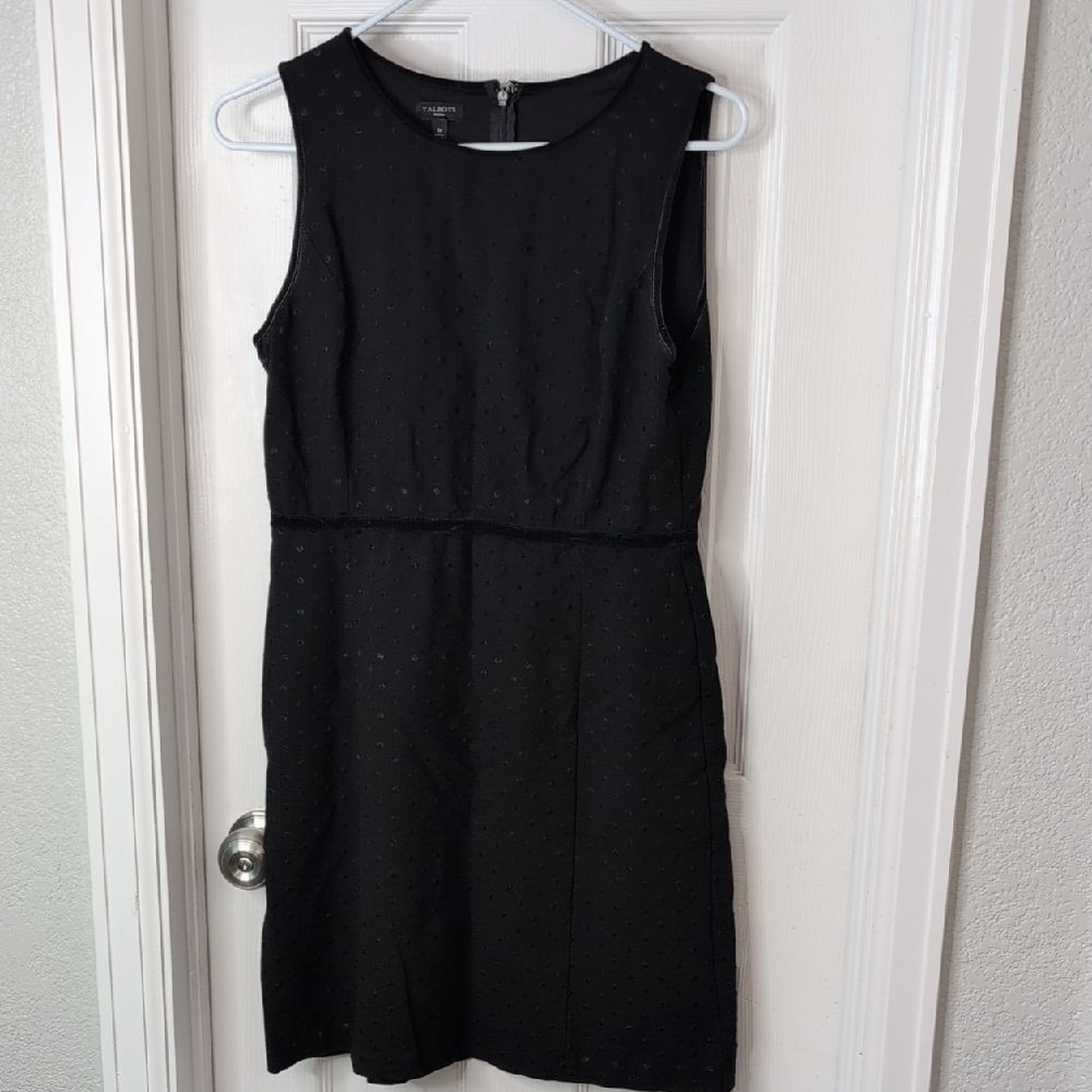 Talbots Black Velvet Textured Mini Dress